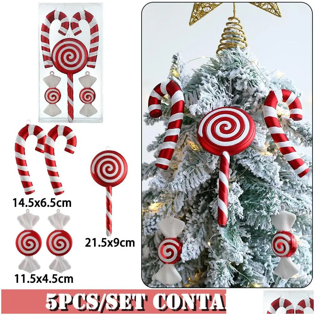 christmas decorations mix cute xmas candy canes lollipop tree balls ornament hanging home decoration 2023 navidad natal noel decor