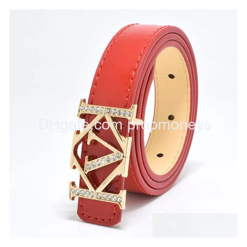 Belts & Suspenders Designer Kids Belts Boutique Luxury Children Metal Buckles Belt Boys Girls Letter Printed Pu Leather All-Match Acce Dhng1