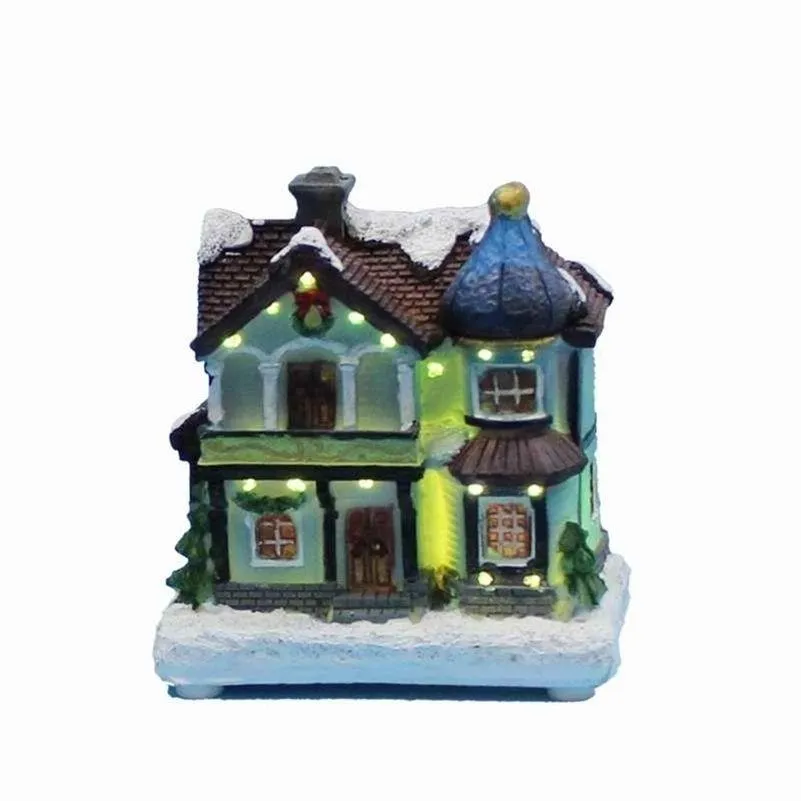 winter houses village with led fibre-optical light merry christmas decorations for home y201020