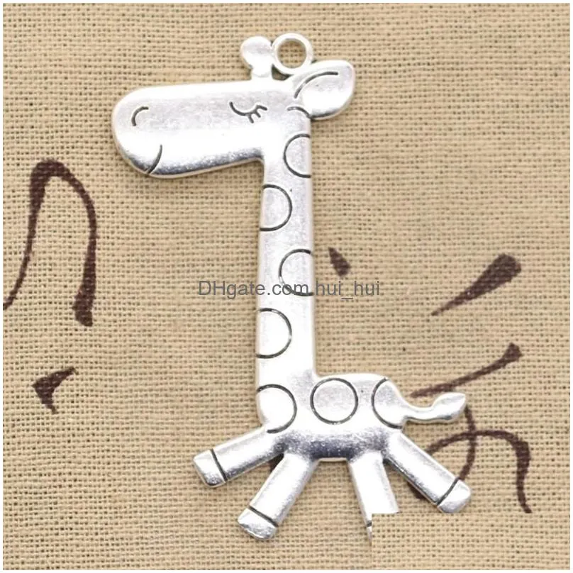 charms 3pcs running giraffe deer 66x36mm antique bronze silver color pendants making diy handmade tibetan jewelry