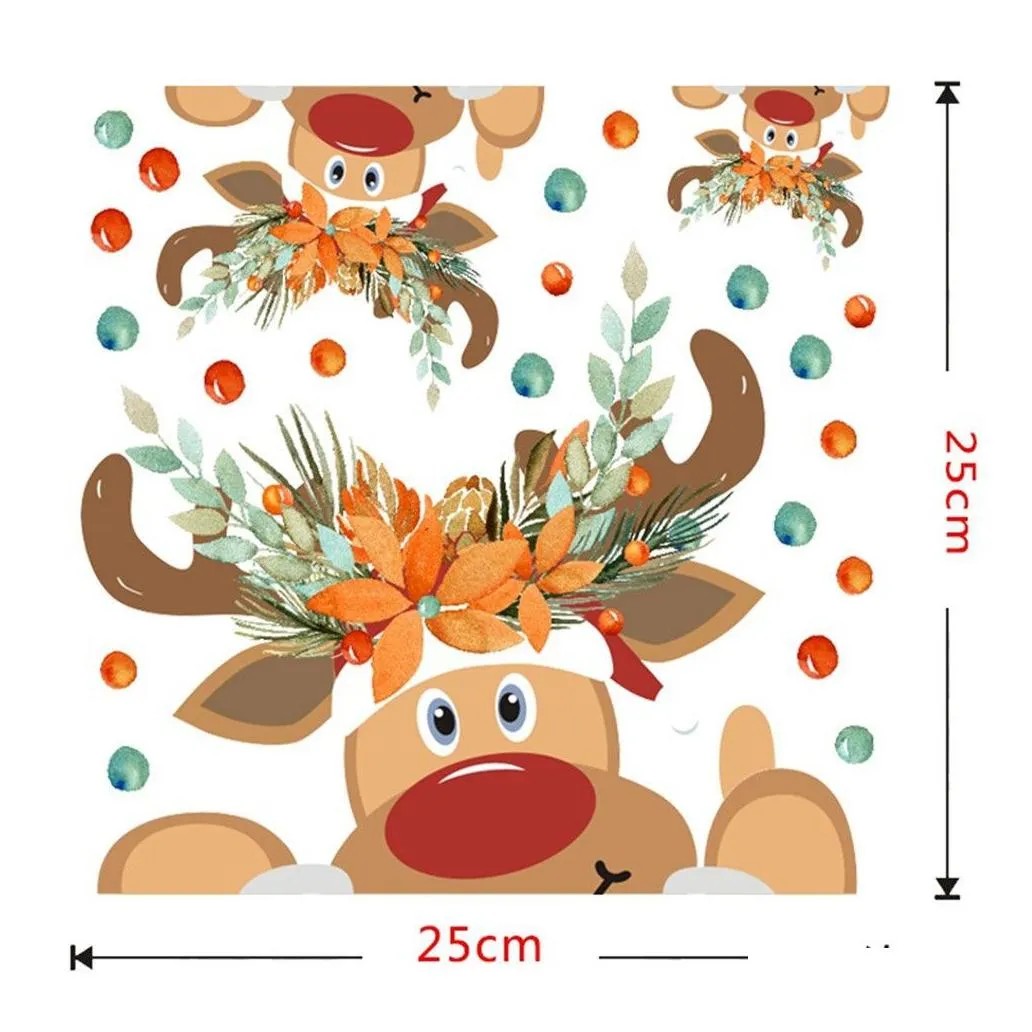 diy merry christmas wall stickers window glass festival decals santa murals year christmas decorations for home decor y201020