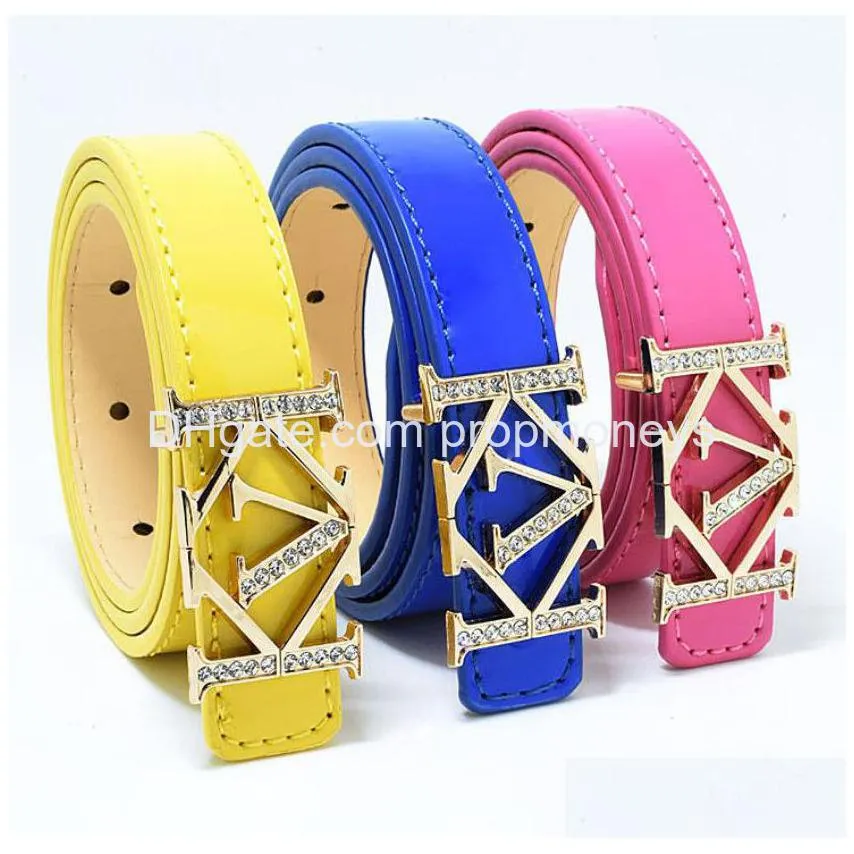 Belts & Suspenders Designer Kids Belts Boutique Luxury Children Metal Buckles Belt Boys Girls Letter Printed Pu Leather All-Match Acce Dhng1