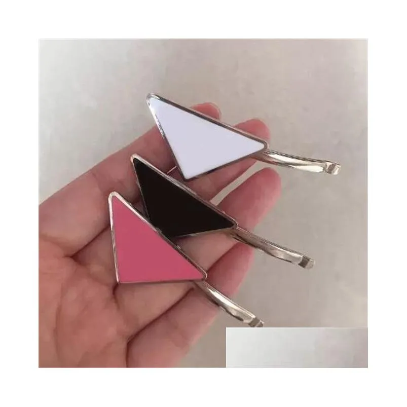 metal hair clip designer women girl triangle letter barrettes fashion hair accessories high quality 3 colors