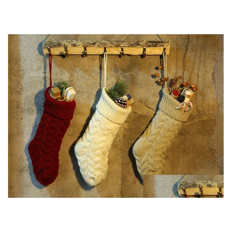 wholesale personalized knit christmas stocking items blank solid christmas stockings holiday stocks family stockings 46cm