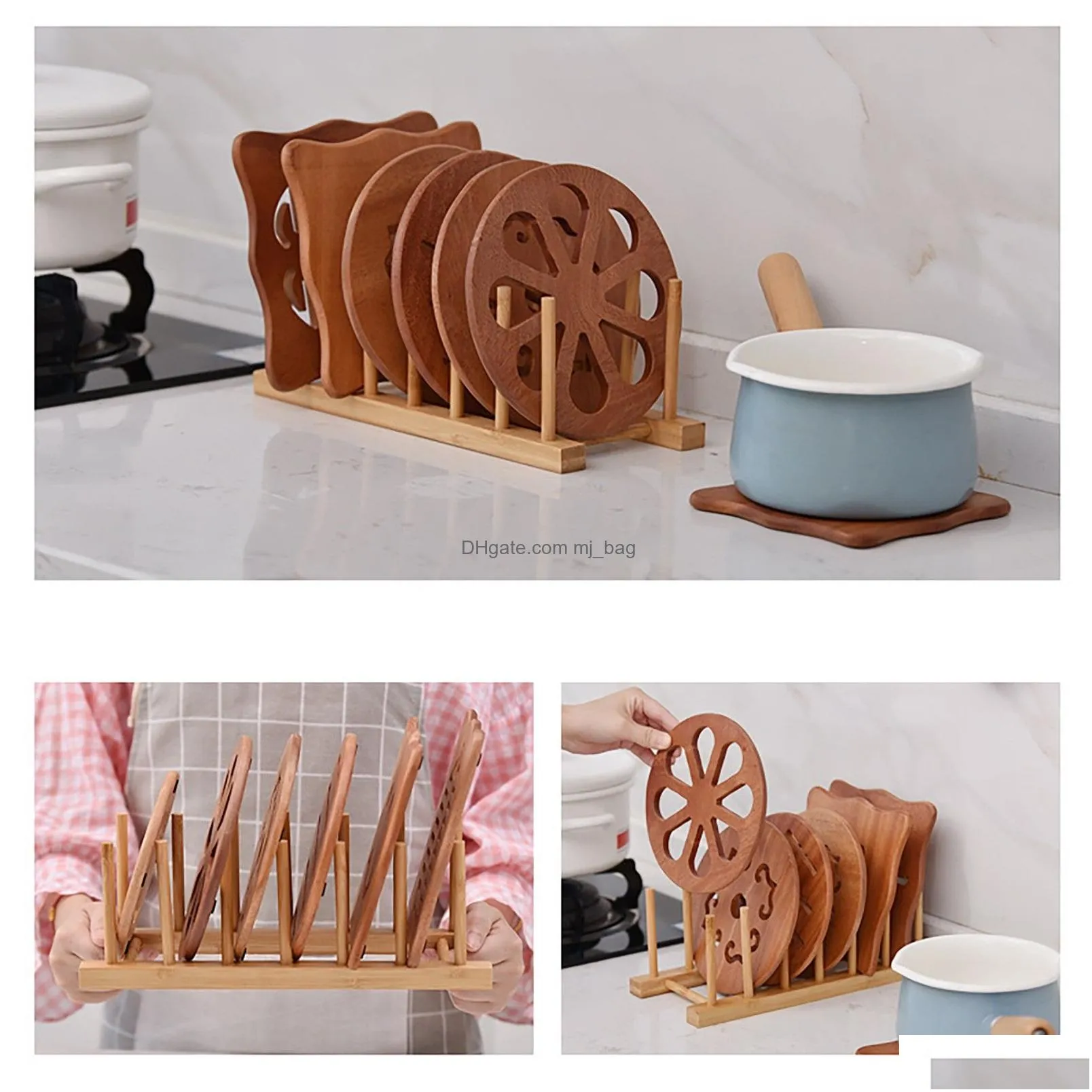 Party Favor Plate Drying Drain Stand Storage Shelf Bamboo Dish Holder Rack Tableware Drainboard Kitchen Sink Organizer Gadgets Home Ga Dhtvr