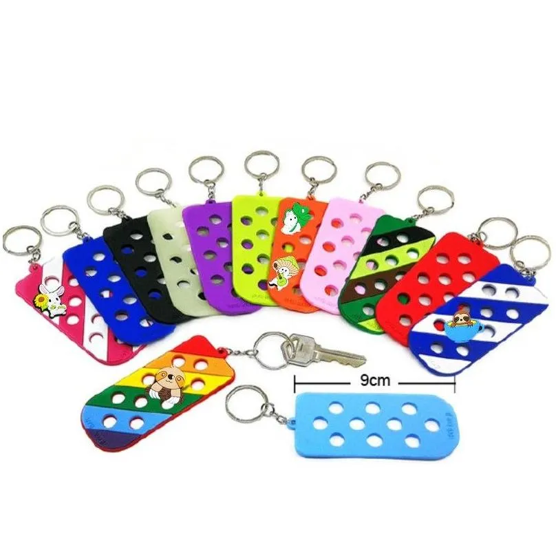 Charms 1Pcs Eva Keychain With Holes Diy Key Chain For Clog Charms Jeans Storage Board Soft Ring Fit Pins Jewelry Jewelry Findings Comp Dhqjo