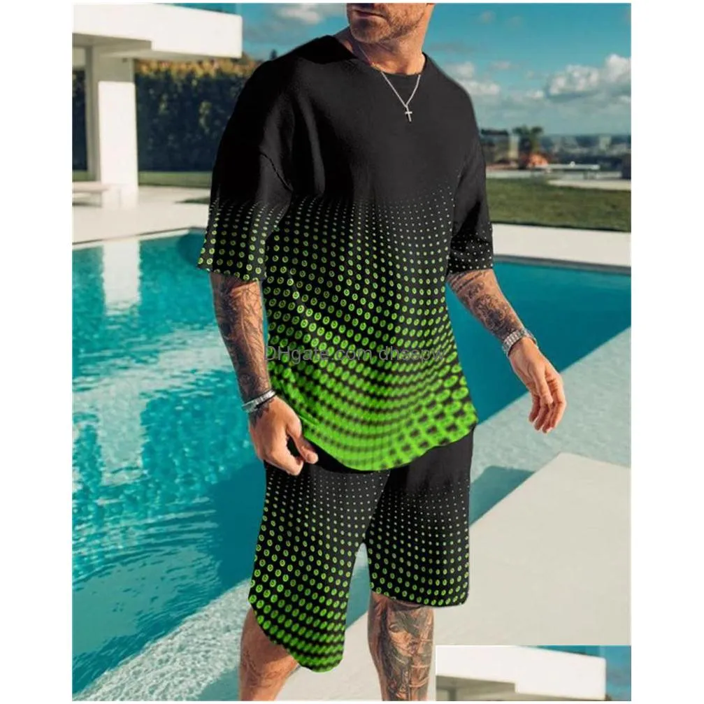 mens tracksuits tshirts fashion suit casual short-sleeved fun 3d printing creative o-neck hip-hop t-shirt shorts two-piece sets