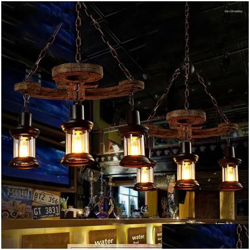Chandeliers Chandeliers American Rural Style Storefront Decoration Wooden Chandelier Southeast Asian Nostalgic Restaurant Homestay Roo Dhzcq