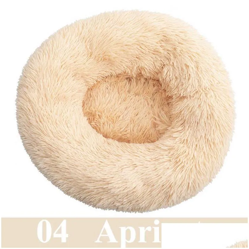 Kennels & Pens Kennels Pens Long Plush Calming Pet Bed For Cat Or Dog Round Mat Cats House Nest Soft Basket Cushion Portable Pets Supp Dhl07