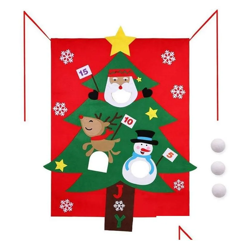 christmas decorations toss games with 3pcs snowballs diy felt tree year gifts kids throw toys decoration for home