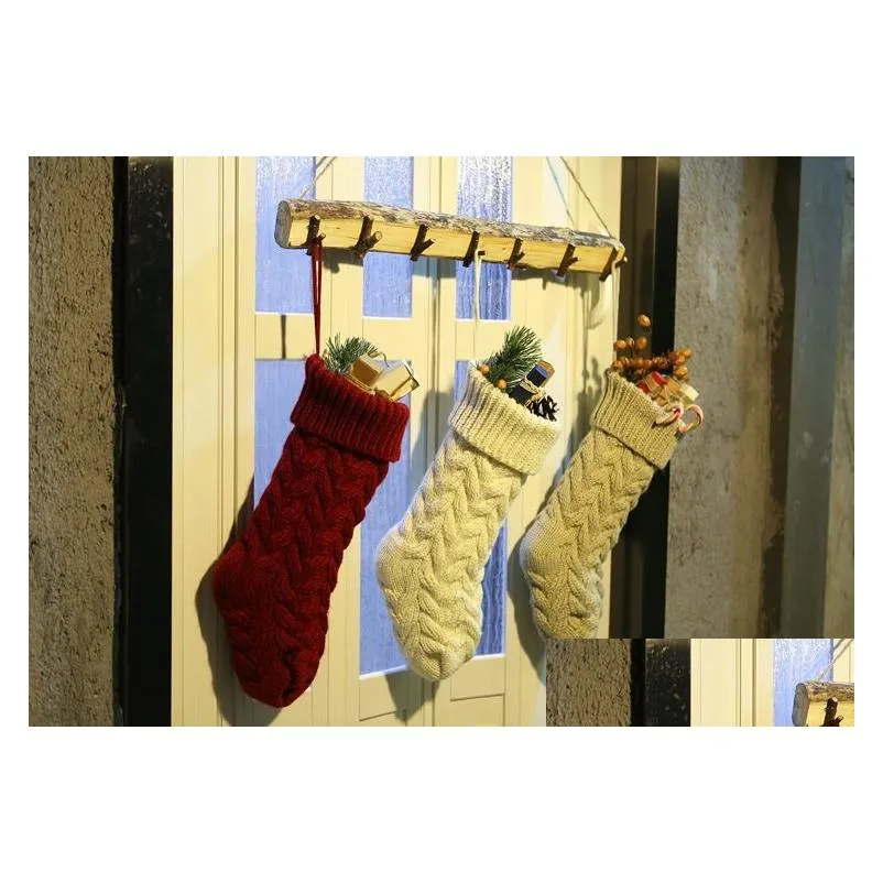 wholesale personalized knit christmas stocking items blank solid christmas stockings holiday stocks family stockings 46cm