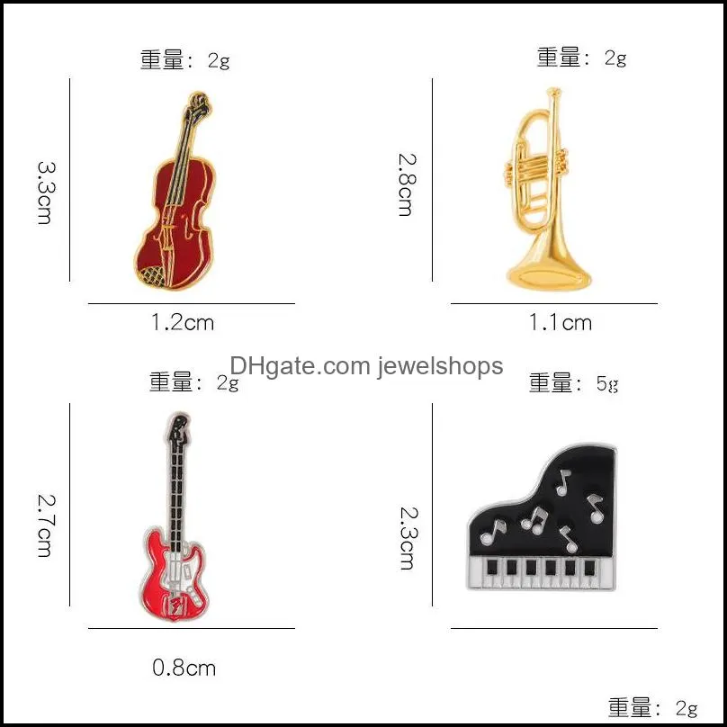 Cute Musical Instruments Guitar Brooches Pin for Women Fashion Dress Coat Shirt Demin Metal Funny Brooch Pins Badges Backpack Gift