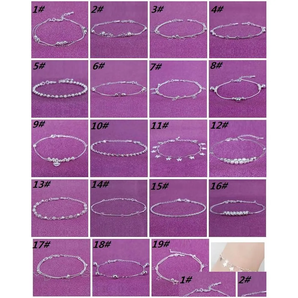  foot jewelry anklets silver anklet link chain for women girl foot bracelets fashion jewelry wholesale 