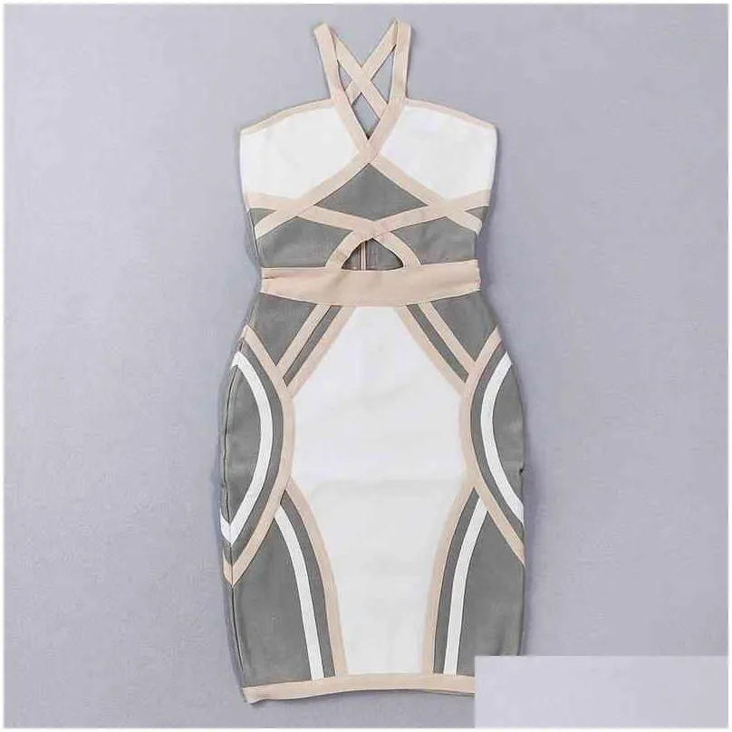 brand women sexy fashionwork summer hl bandage dress arrival ladies designer bodycon evening party club dress 210323