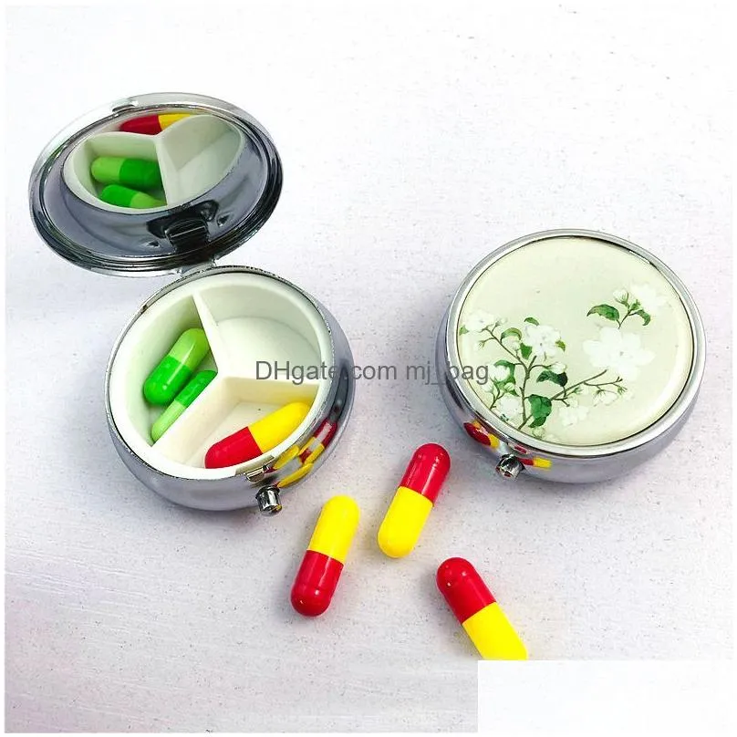 Storage Boxes & Bins Medicine Case Splitters Pill Candy Box Organizer Container Mini Simple Plain Metal Stainless Steel Round Portable Dhdic