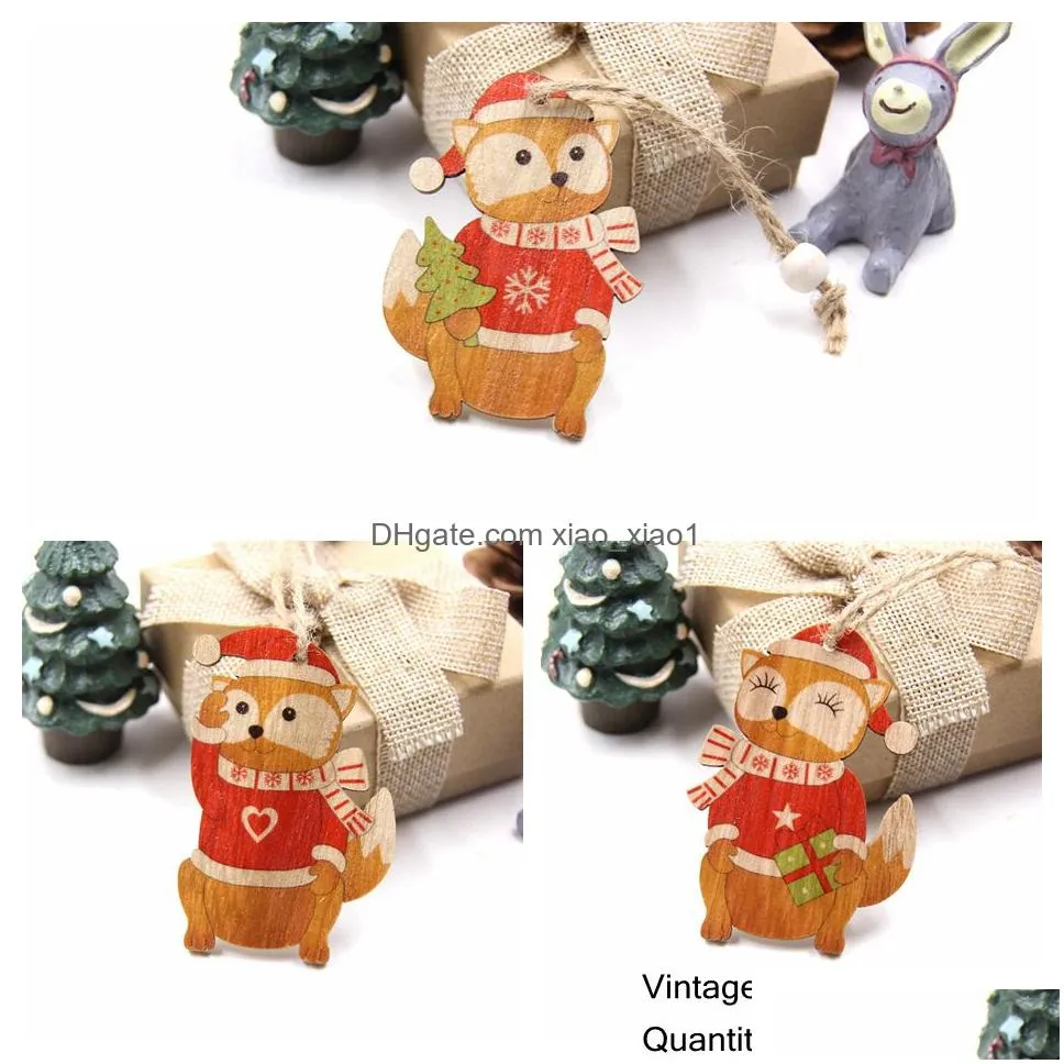 3pcs lovely squirrel angel wooden pendants ornaments christmas wood craft kids toys diy tree decorations hanging gifts y201020
