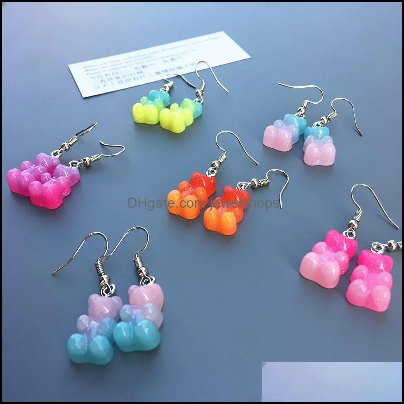 Gummy Bear Earrings Double Color Fashion Ear Pendants Jewelry Accessories Interest Resin Earring Cute New Pattern Women 1 8ct O2