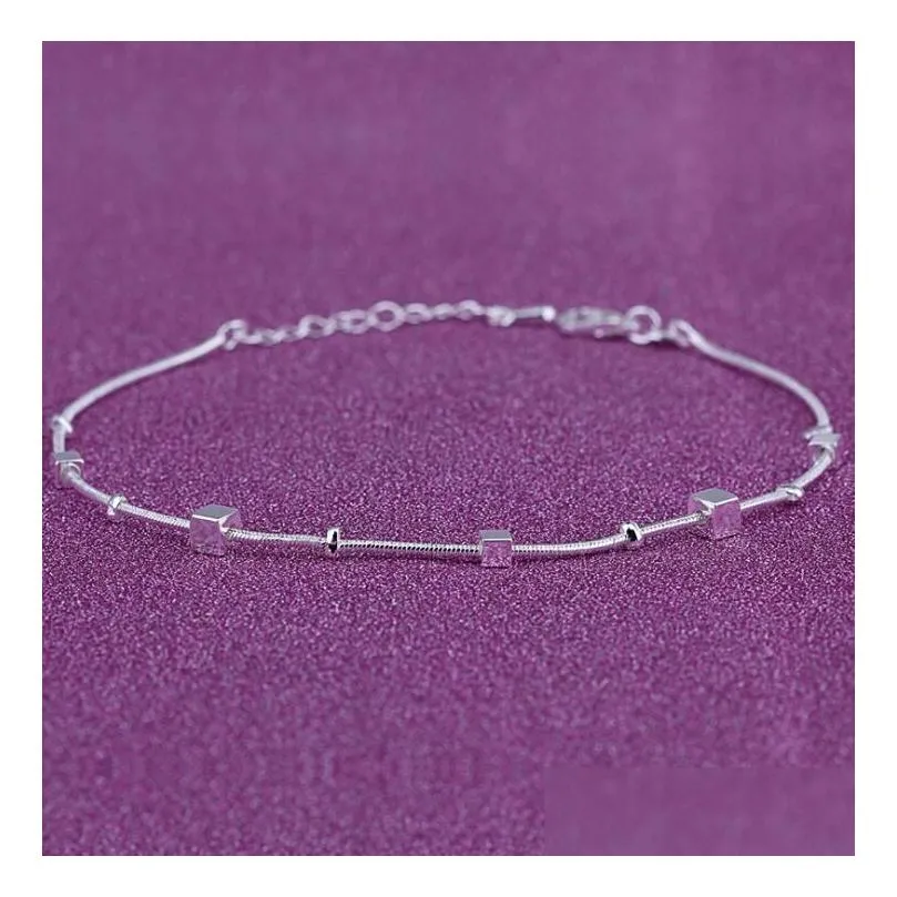  foot jewelry anklets silver anklet link chain for women girl foot bracelets fashion jewelry wholesale 