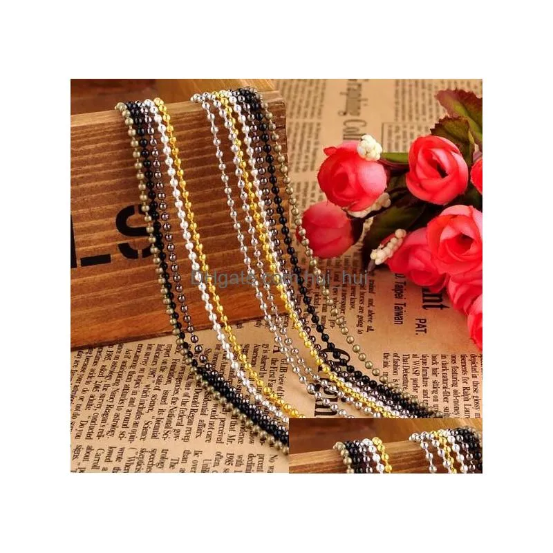 gold silvery black 1 5mm 2 4mm 70cm bead chain necklaces bead ball stainless bead chain belt buckle necklaces278x