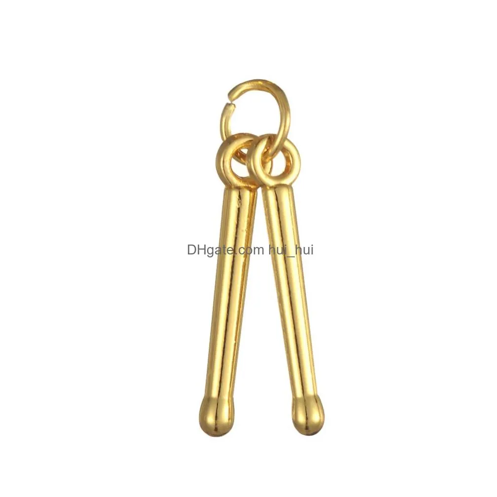 18k gold silver plated drum stick pendant musical charms wholesale 20pcs easy to diy for you