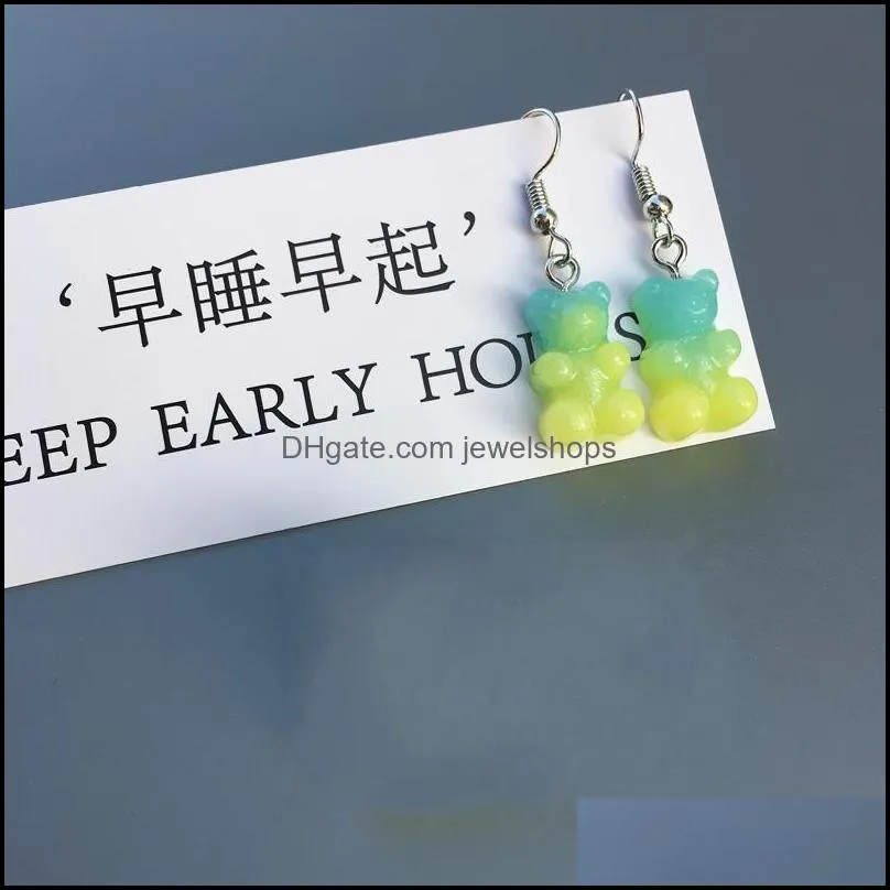 Gummy Bear Earrings Double Color Fashion Ear Pendants Jewelry Accessories Interest Resin Earring Cute New Pattern Women 1 8ct O2