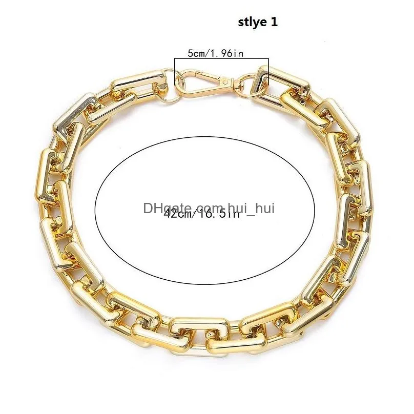 punk chain choker necklaces collar hip hop chunky chokers gold color thick chain statement necklace for women men jewelry gift 2pc248w