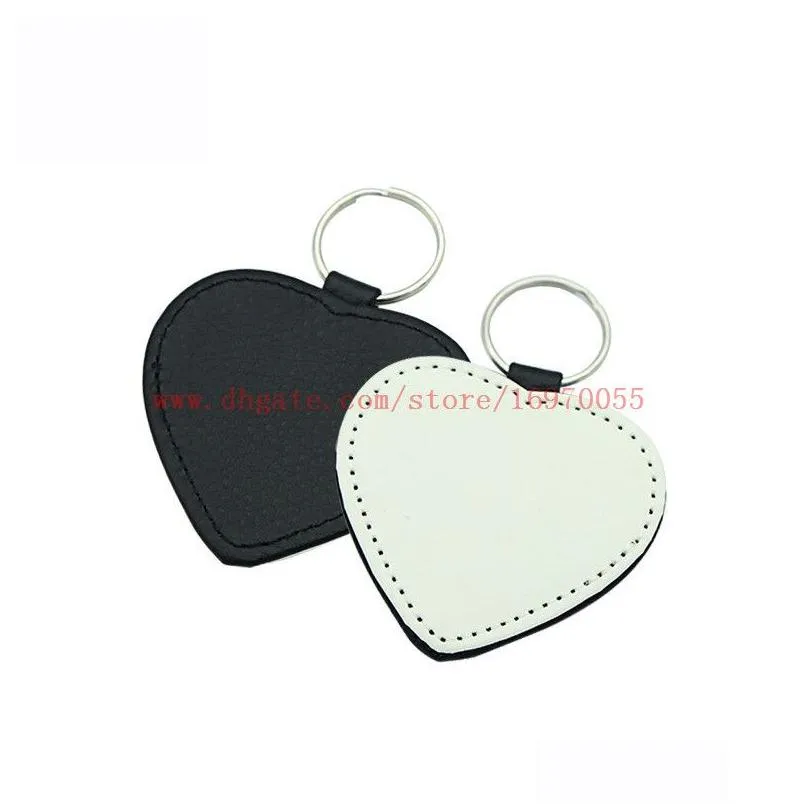  arrival sublimation blank leather keychains rectangle heart round key ring transfer printing leather materials