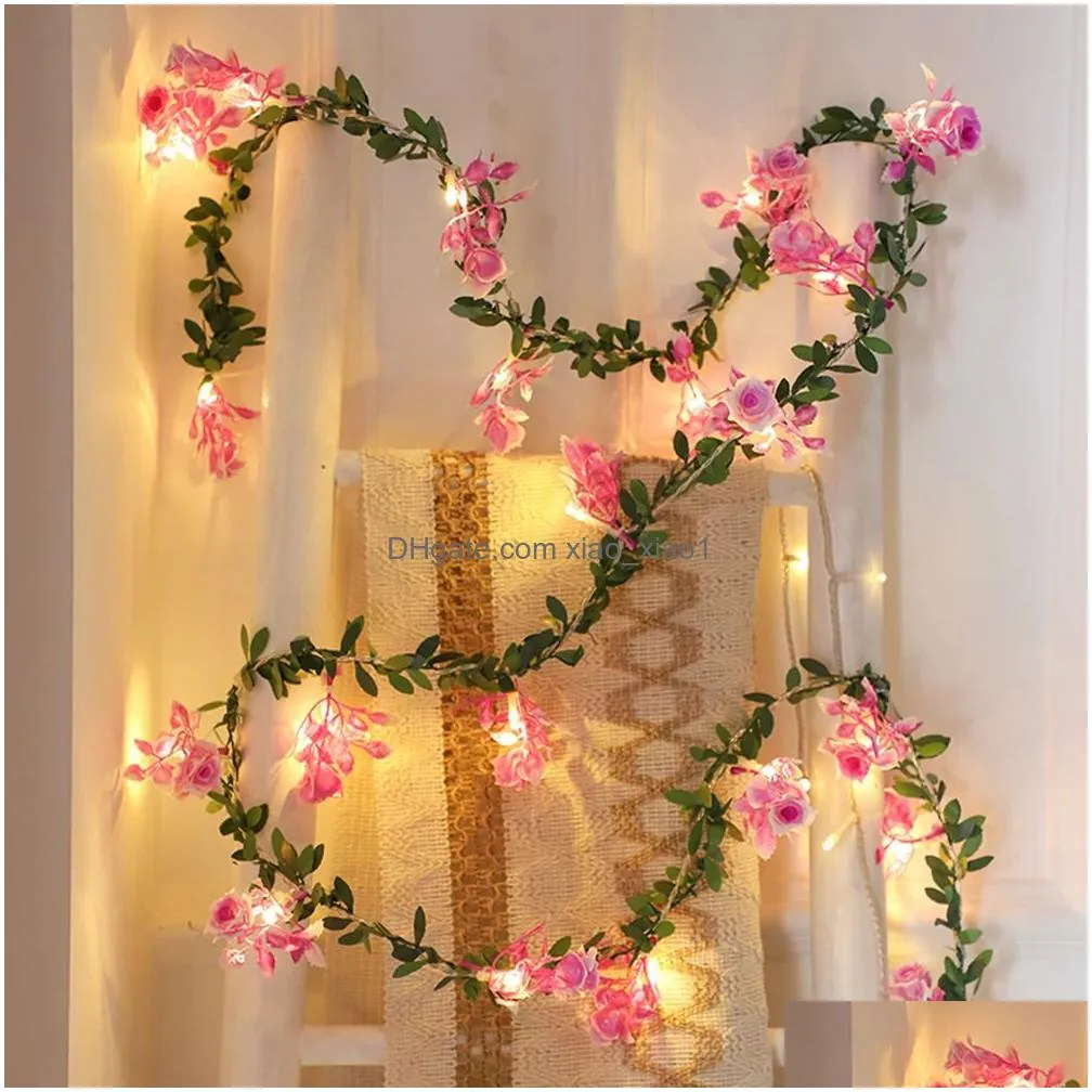 christmas decorations 2m 10leds rose flower string light floral holiday lighting garland leaves fairy light party event light decoration bedroom