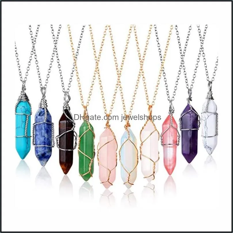 Necklace Gold Chain Silver Stainless Steel Jewelry Natural Stone Pendants Statement Chokers Necklaces Rose Quartz Healing Crystals