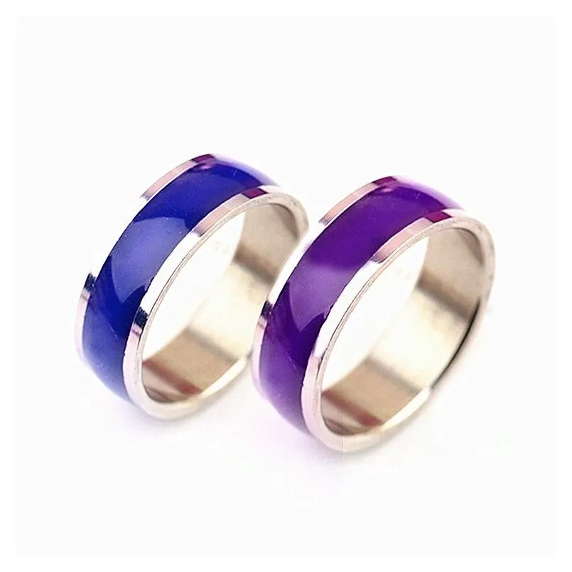 wholesale bulk lot 36pcs 6mm real stainless steel mood fashion jewelry rings multicolor change color brand inside polished