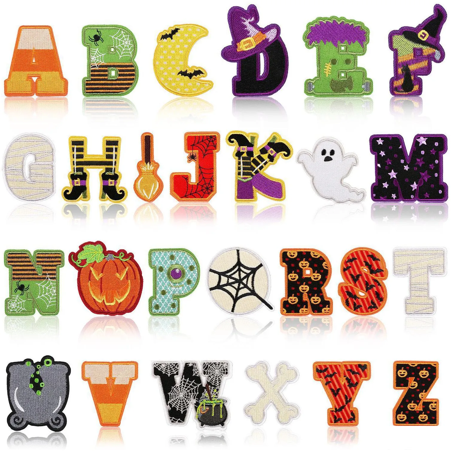 notions cute halloween iron ones ghost bat spider shape letters cartoon embroidered applique diy craft accessories for kids halloween costume