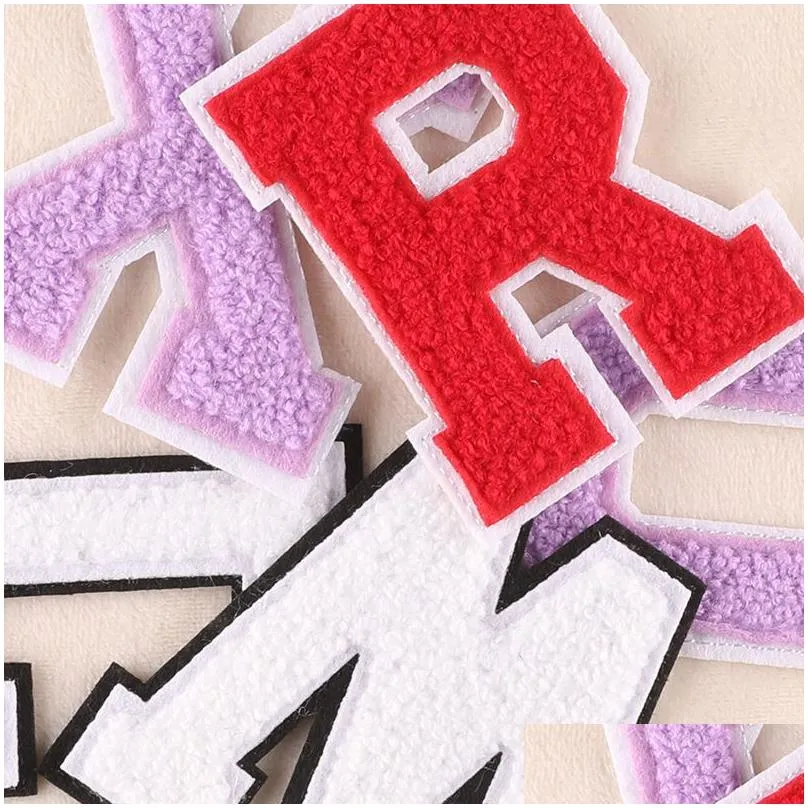 notions big size 12cm iron ones white chenille letter embroidered appliques diy alphabet sewing for clothing bags