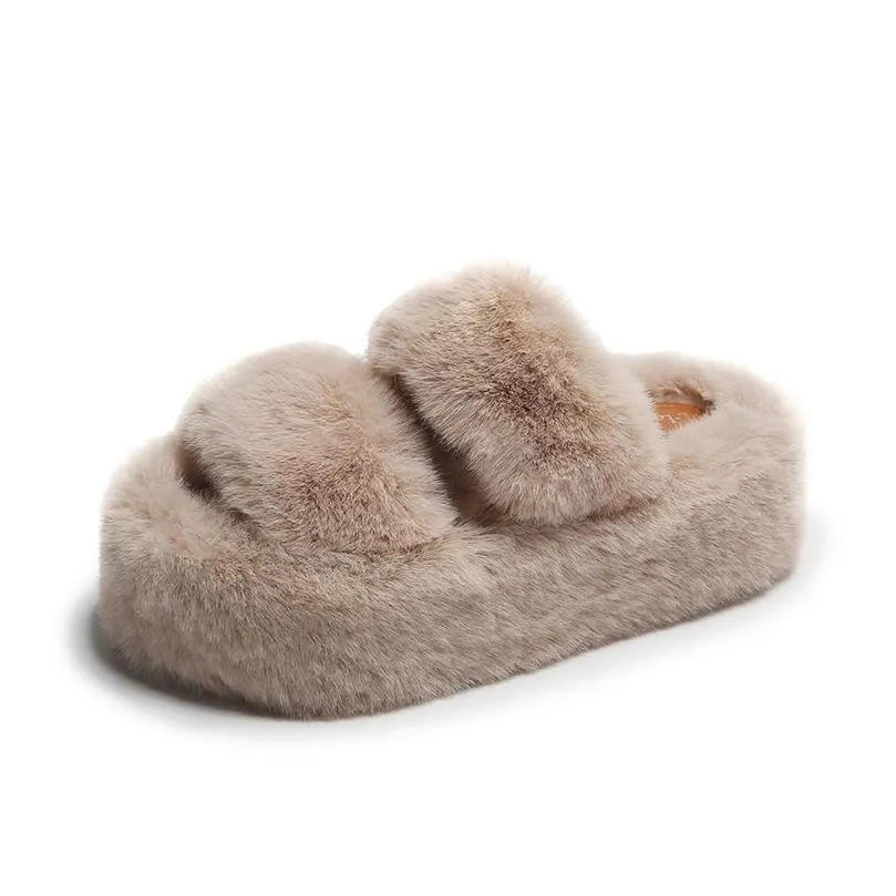 Woolly Slippers 2023 New Double With Thick Sole Increase Comfortable Outside To Wear Autumn And Winter Korean Version Othmd