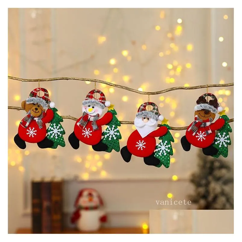 Christmas Decorations Cute Christmas Tree Decoration Pendant Santa Clause Bear Snowman Elk Doll Hanging Ornaments For Home Home Garden Dhsx0