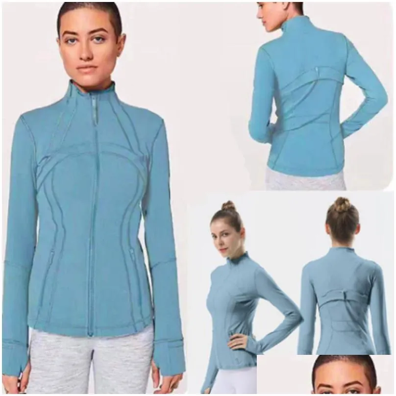 Yoga Outfit Lu-088 Fitness Women Sports Yoga Jacket Top Stand-Up Collar Half Zipper Long Sleeve Tight Yogas Shirt Gym Thumb Athtic Coa Dhy9H