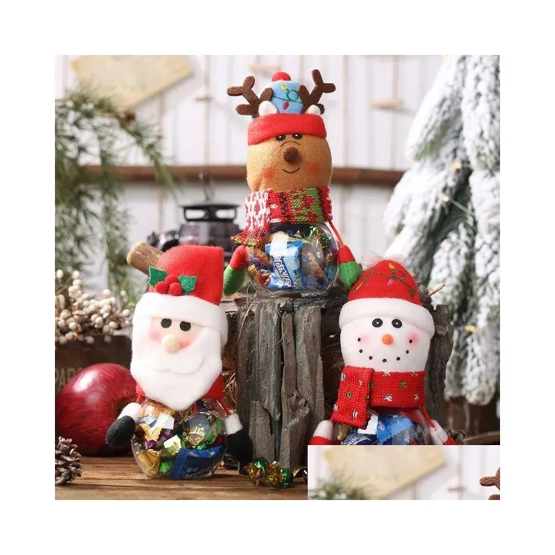 Christmas Decorations Plastic Candy Jar Christmas Theme Small Gift Bags Box Crafts Home Party Decorations Home Garden Festive Party Su Dhgfe