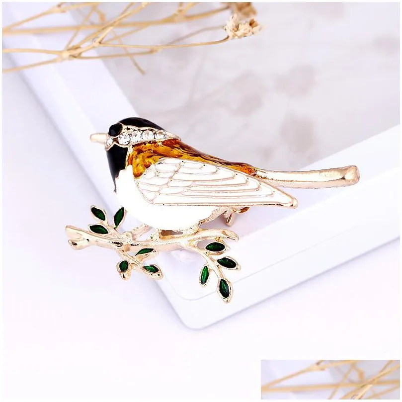 cute animal magpie brooch for men women creative bird pins unisex suit jacket clothing collar pin buckle fashio jewelry gift
