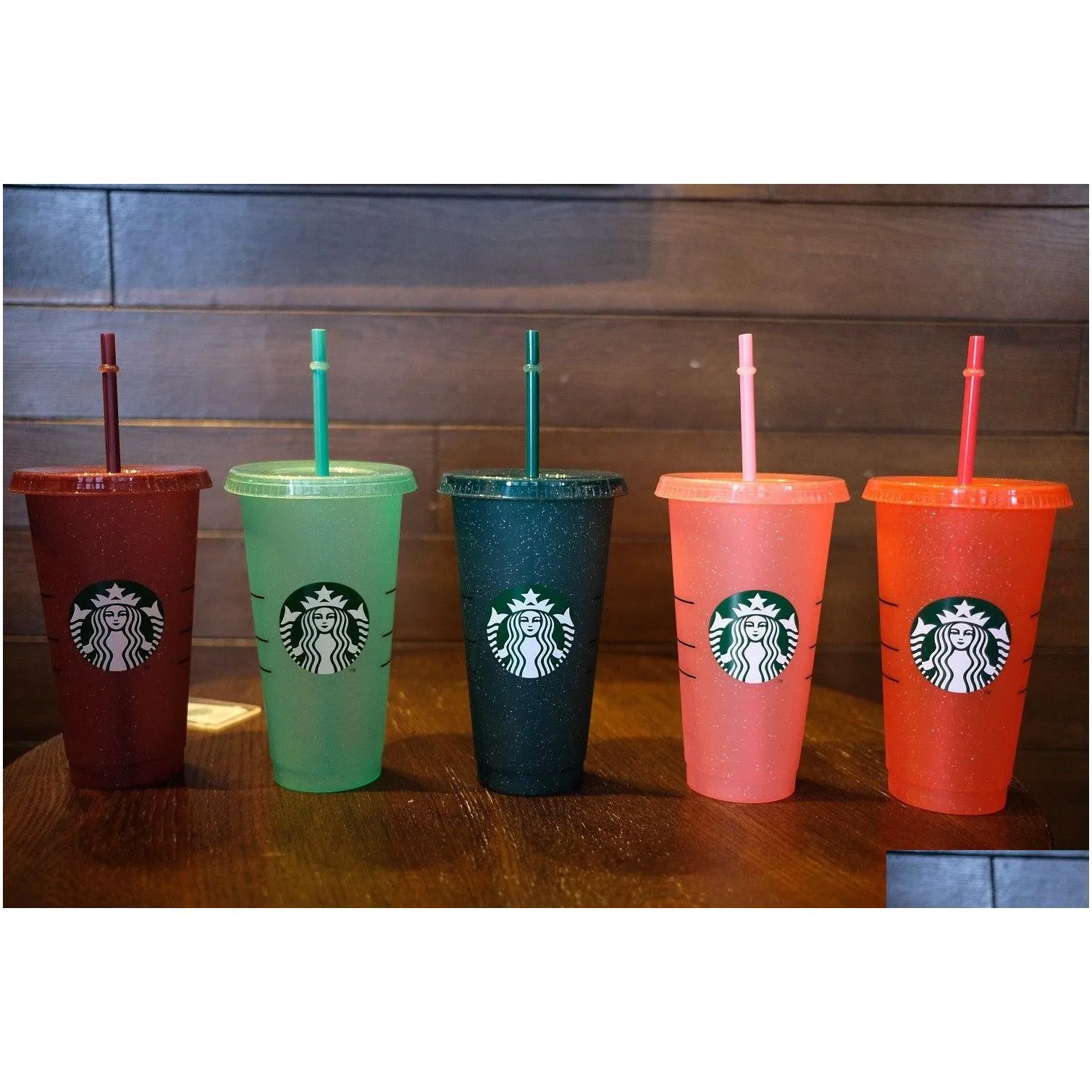 mermaid goddess starbucks 24oz/710ml plastic mugs tumbler reusable clear drinking flat bottom pillar shape lid straw cups mug