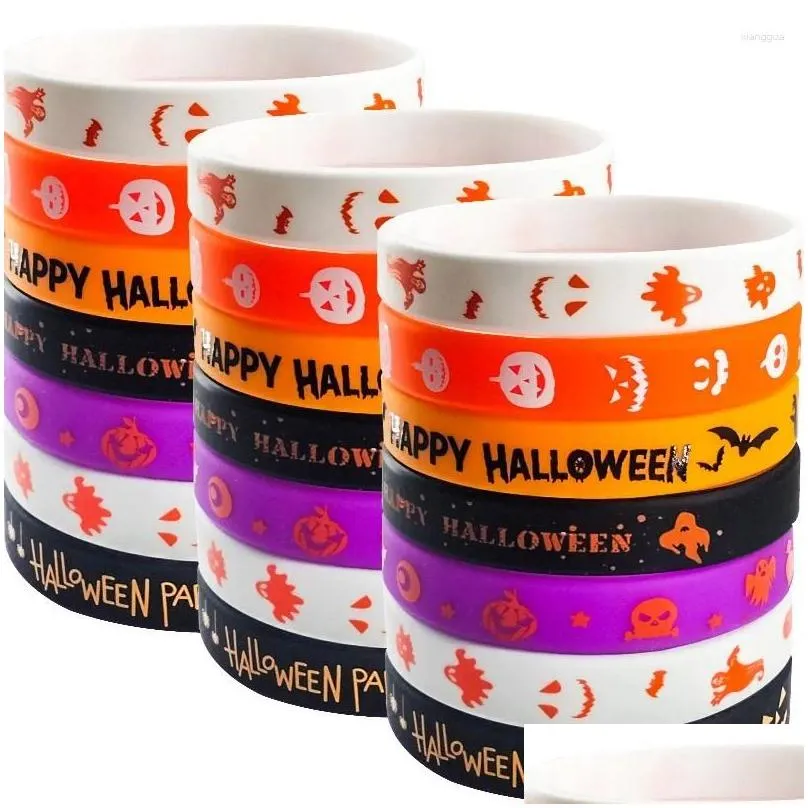 Party Favor Party Favor 10Pcs Halloween Sile Bracelet Kids Gifts Trick Or Treat Ghost Festival Rubber Happy Day 2023 Favors Home Garde Dhiz9