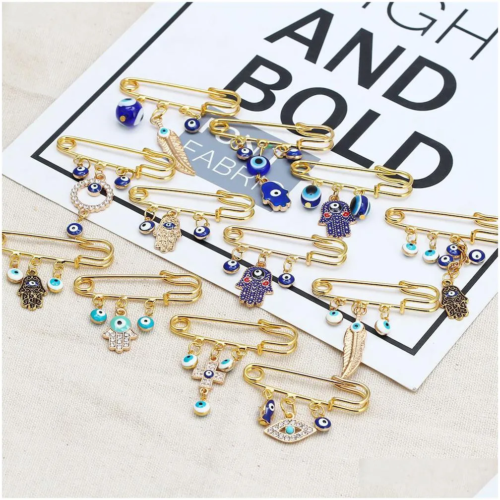  25 styles blue evil eye brooches for men women simple devil eye brooch pin unisex suit dress clothing jewelry accessories bulk