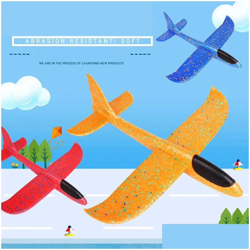 Electric/Rc Aircraft 6/10Pcs Foam Glider Planes Airplane Hand Throwing Toy 36Cm 48Cm Flight Mode Plane Model For Kids Outdoor Sport Ch Otjii