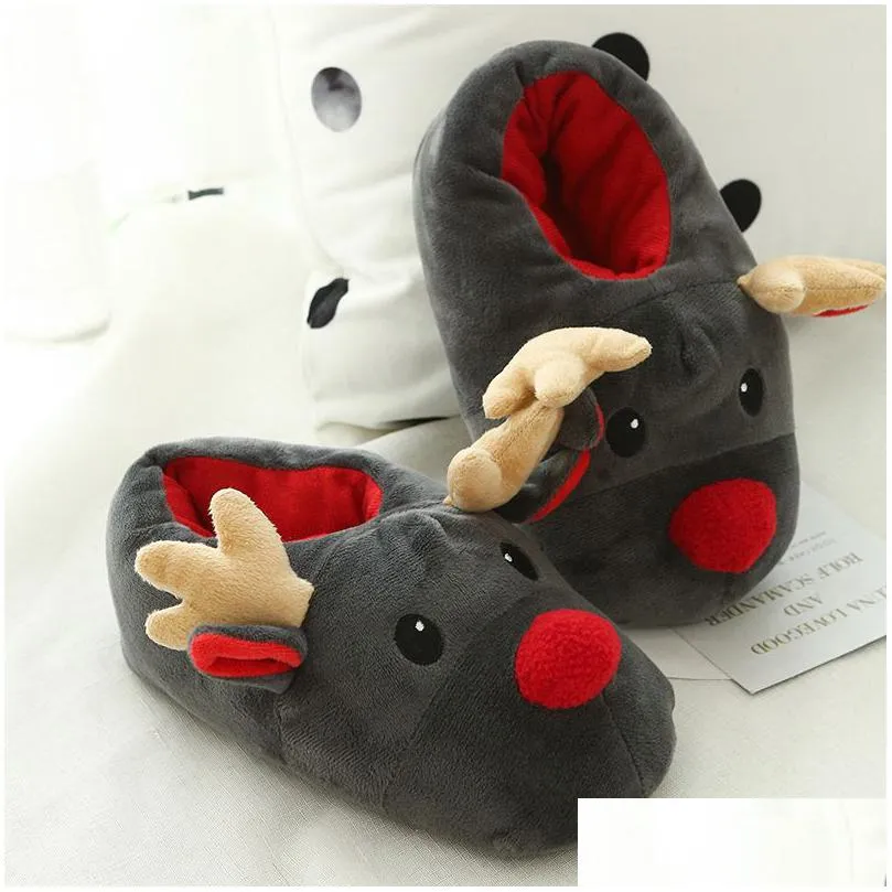 Wholesale Manufacturers Of Super Soft Plush Christmas Deer Shoes In Autumn And Winter Cute Funny Cotton Slippers Ot5Lm