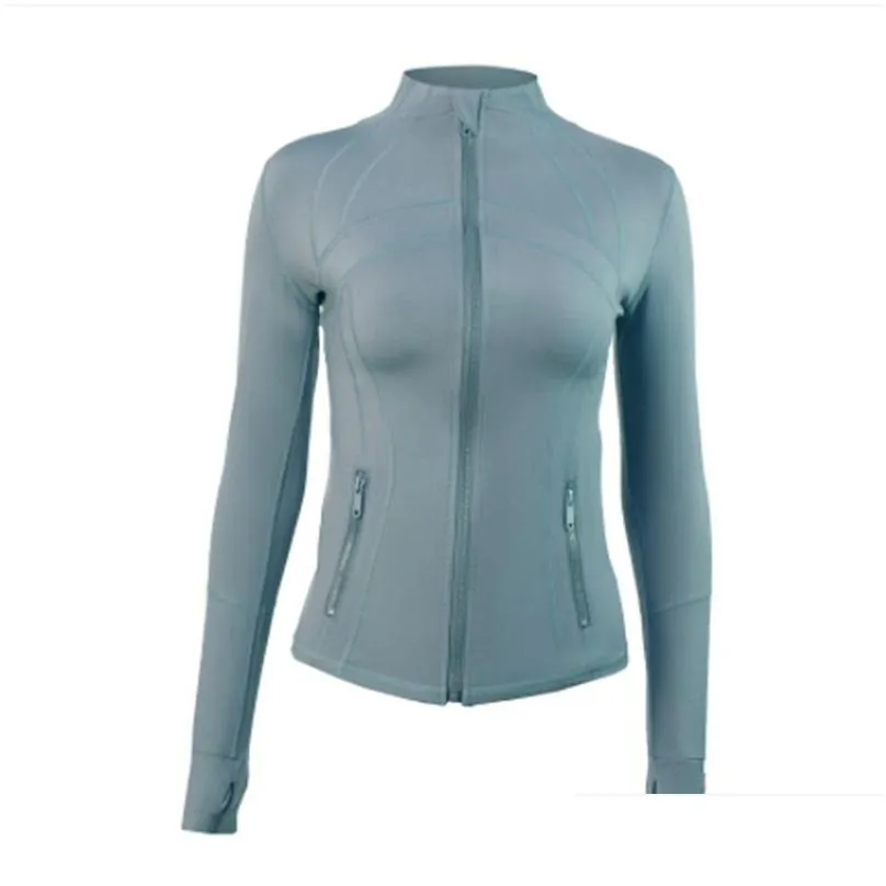 Yoga Outfit Lu-088 Women Yoga Jacket Clothes Top Slim Running Fitness Zipper Stand Collar Fit Long Sleeve Sports Training Quick Dry Ja Dhhkt