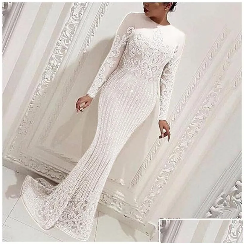 Evening Dresses 2022 New Arrival Y Prom Women Long Sleeve Bodycon Cocktail Party Robe Elegant Formal Vestido Drop Delivery E Dh0Dm