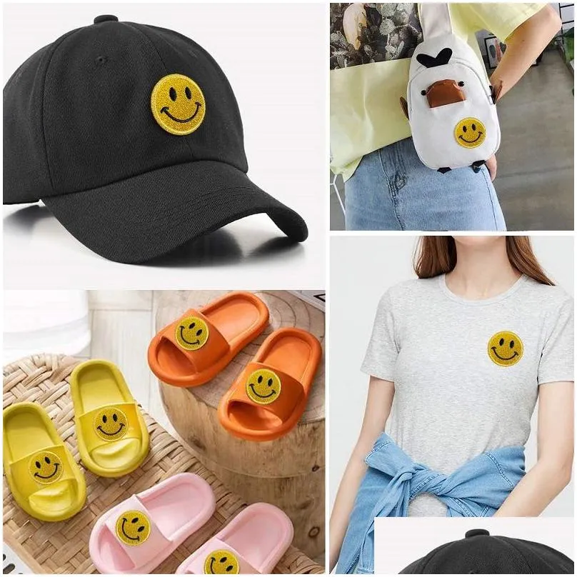 notions 13 colors glitter smiley face iron ones cute embroidered for clothes hats jackets bags self adhesive appliques diy