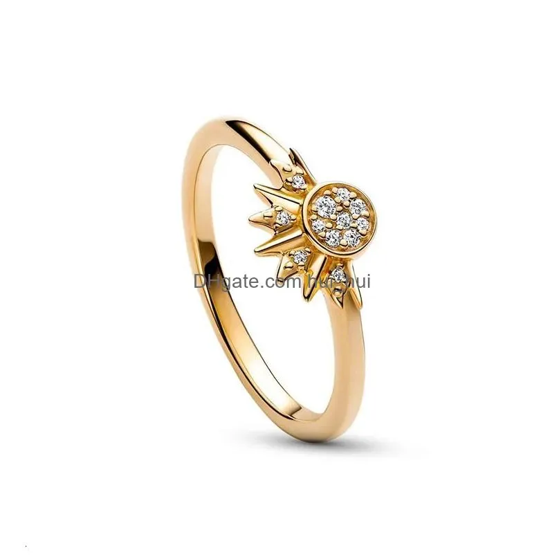 solitaire ring 2023 summer women fashion sun moon star elegant temperament sparkling finger party jewelry accessories gift 231019