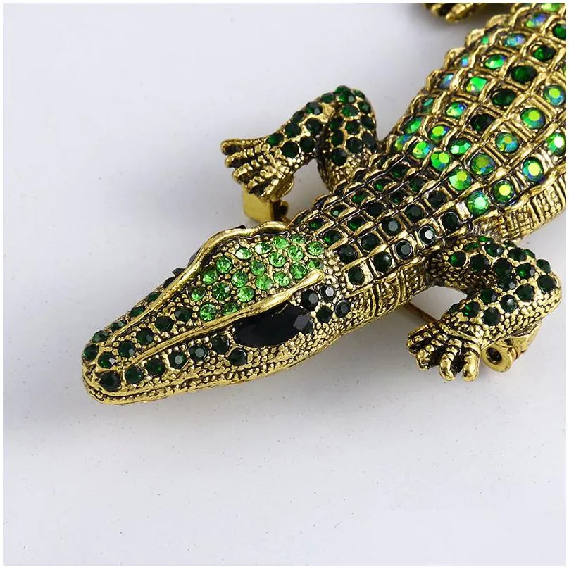 crystal clogodile brooches for men animal corsage pin clothing male suits collar brooch pins accessories decoration