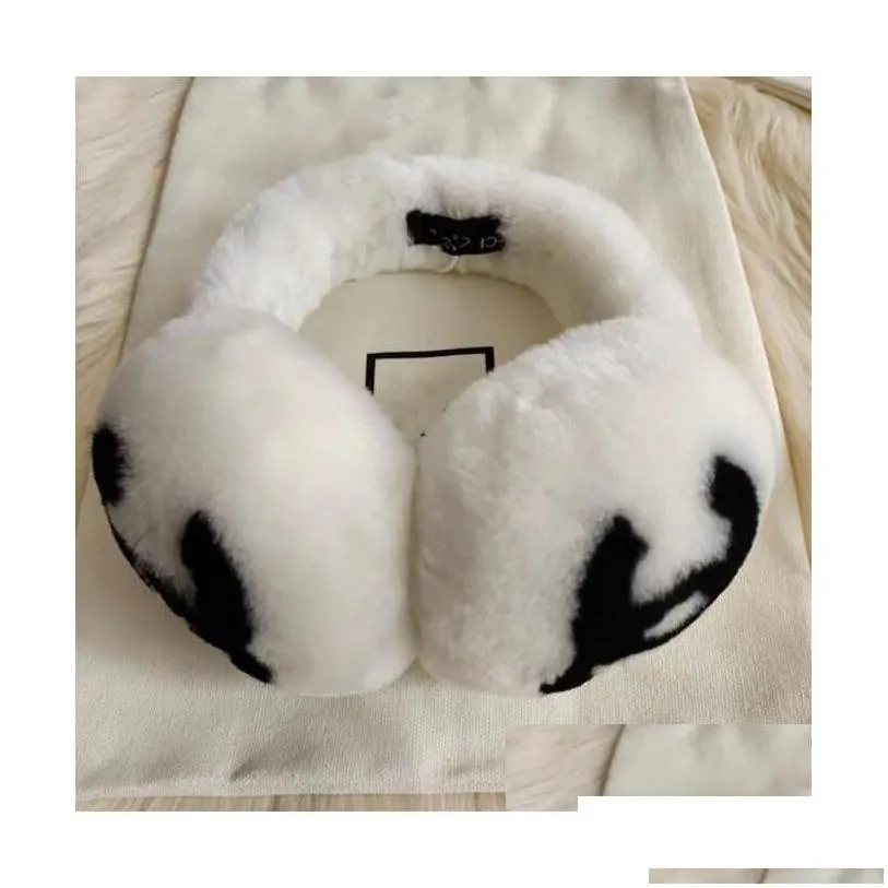 designer thick rabbit fur wool earmuffs fashion warm ear er autumn and winte for women headwear drop delivery