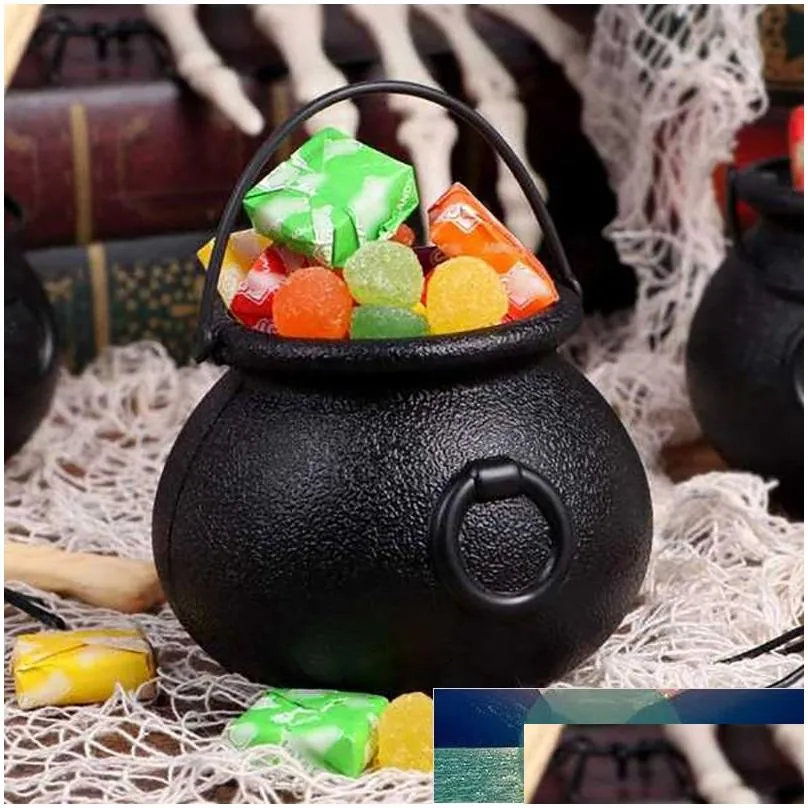 20 pack plastic black witch candy bowls cauldrons candy kettles witch skeleton cauldron holder factory price expert design quality latest style original