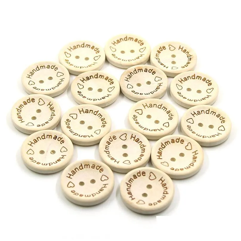 sewing notions 2hole natural wooden buttons handmade with love wood button for scrapbooking craft diy baby clothing sewing accessories